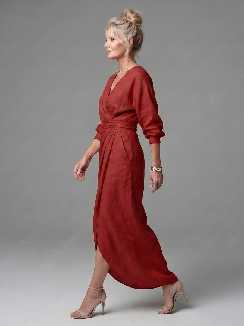 Olympia | Robe Maxi Drapée Diagonale