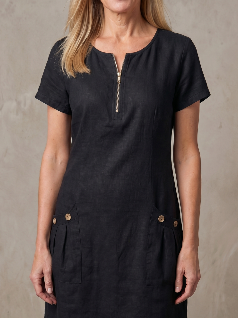 Zulimar | Robe à manches courtes avec détail de poche et col zippé