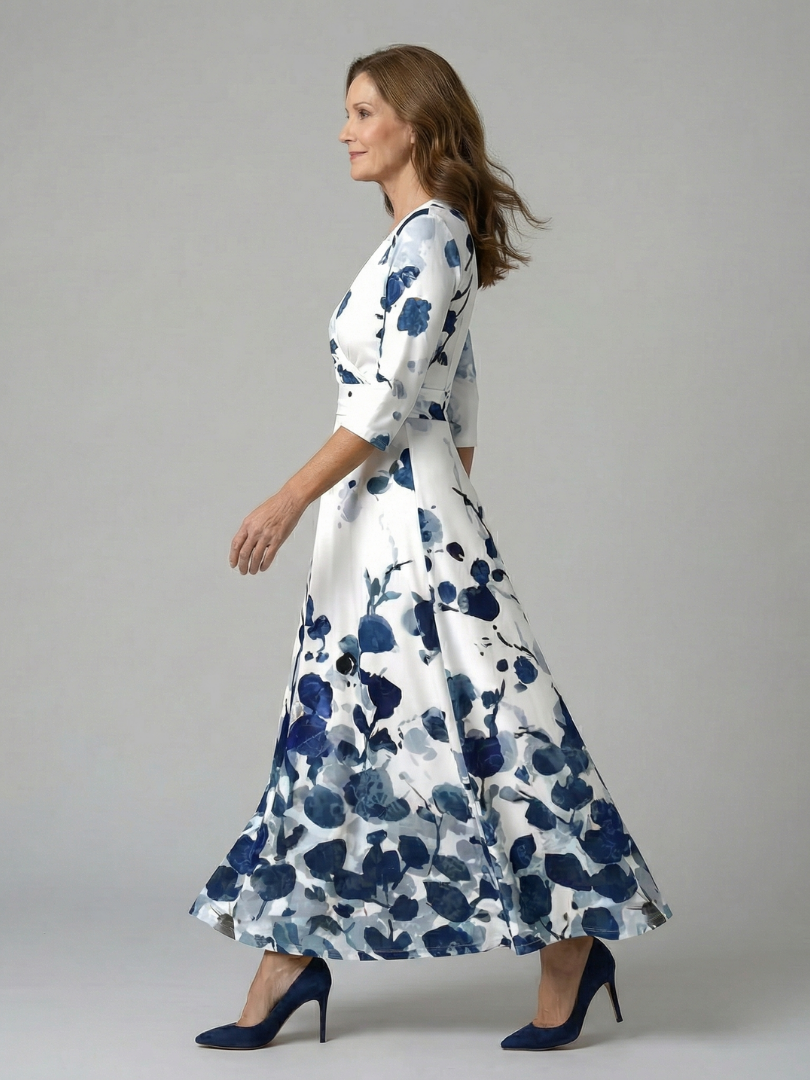 Celine | Robe Midi Croisée à Encolure