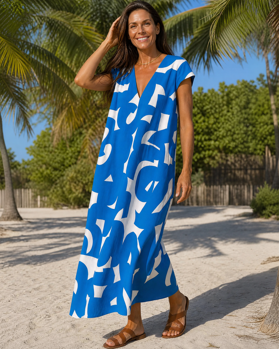 Verain | Robe Midi Fluide Imprimé Abstrait Col V