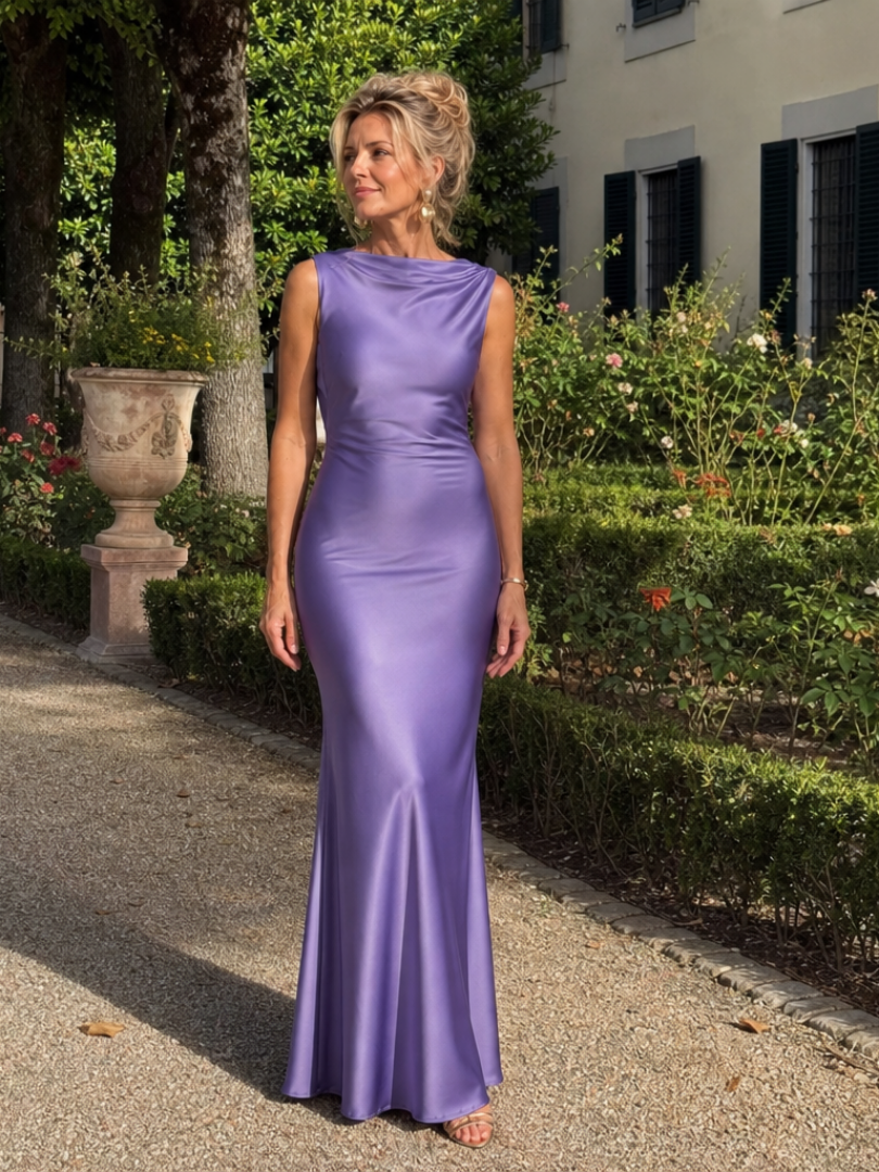 Virella | Robe Maxi Ajustée Sans Manches à Col Bateau