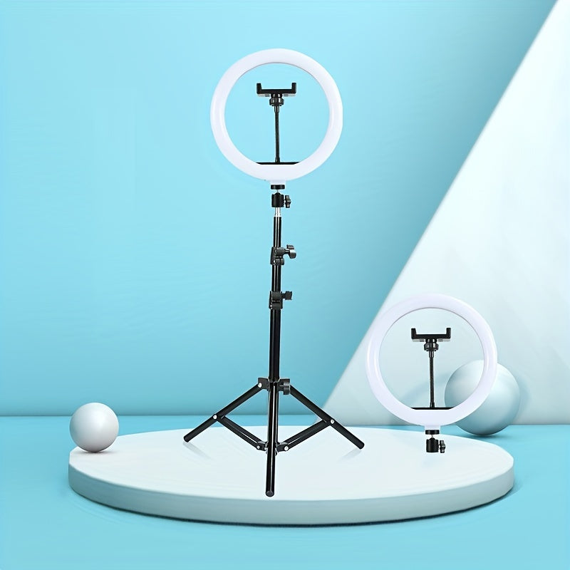 Lampe Anneau LED avec Trépied Réglable et Support de Téléphone pour Selfies et Enregistrements Vidéo