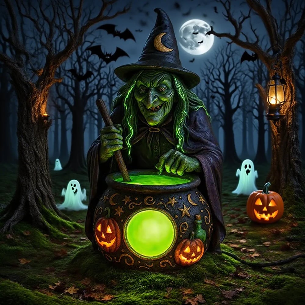 Lampe Ketel WitchGlow | Chaudron envoûtant avec éclairage néon vert magique