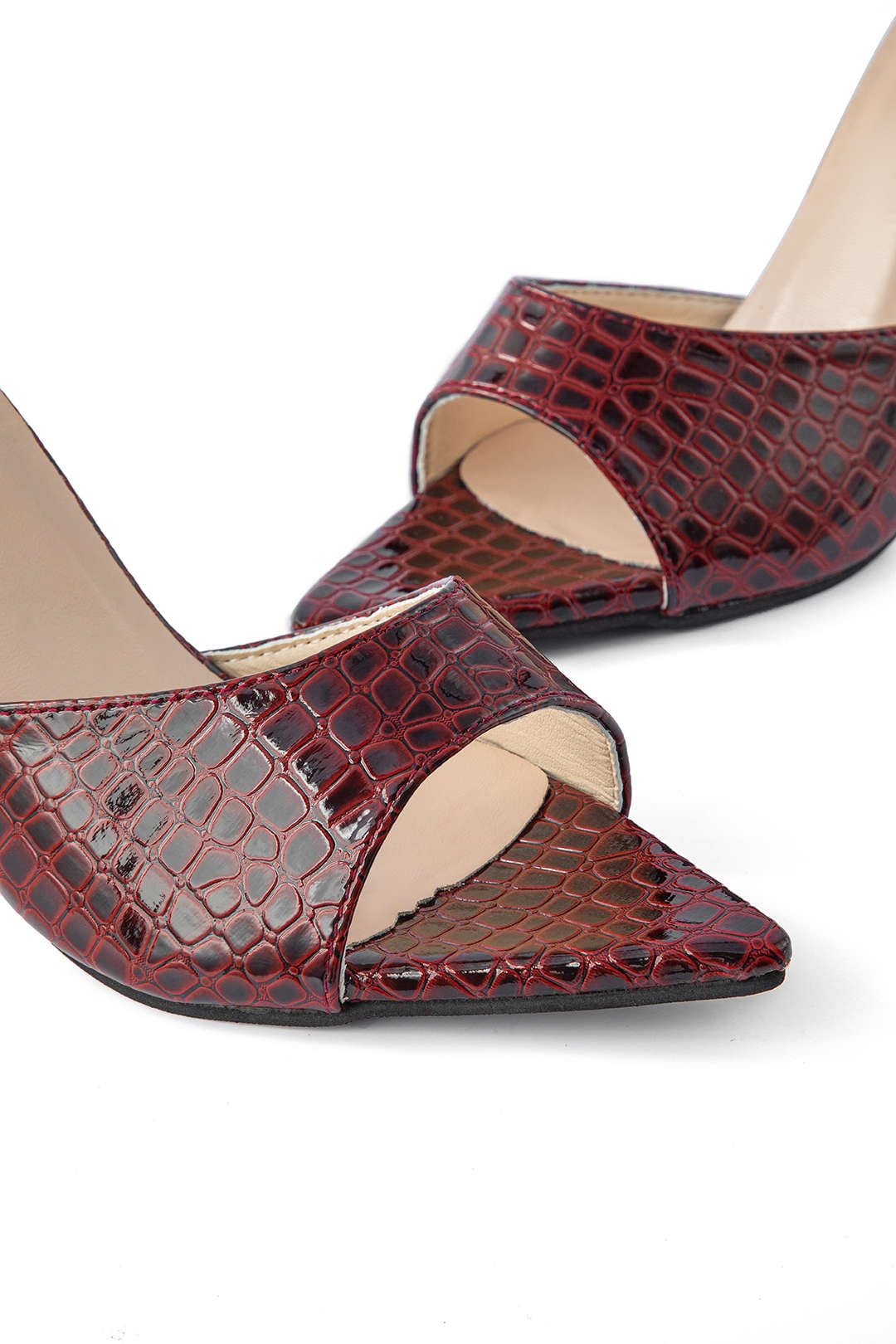Isabelle Luxe Talons Mules en Crocodile Noir Embossé allient élégance