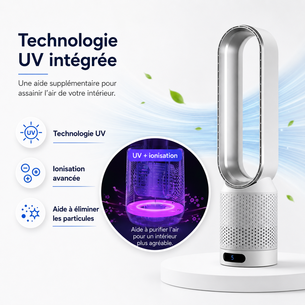 Refroidisseur d'air 3-en-1 | Purificateur d'air UV et Ionisateur
