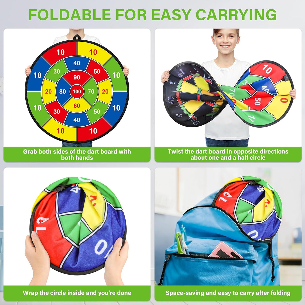 Grand tableau de fléchettes double face pour enfants – Jouer, apprendre et se détendre