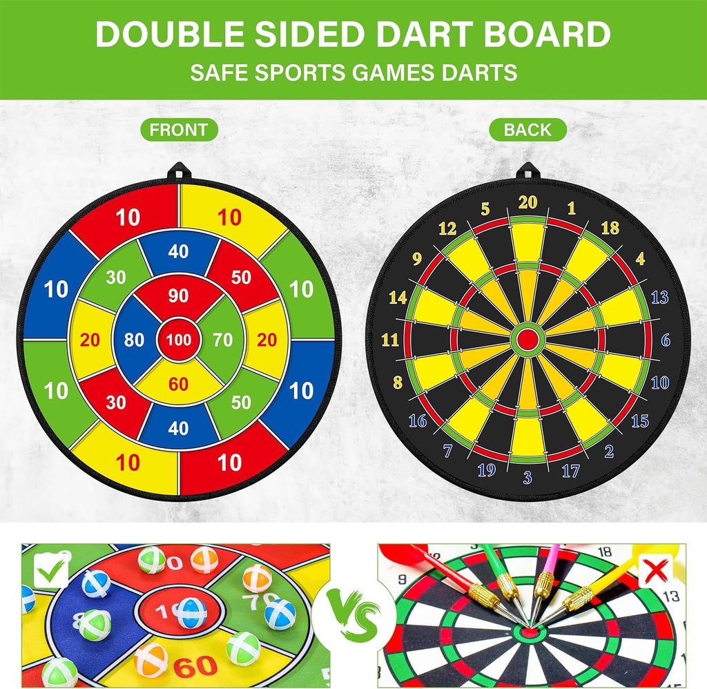 Grand tableau de fléchettes double face pour enfants – Jouer, apprendre et se détendre