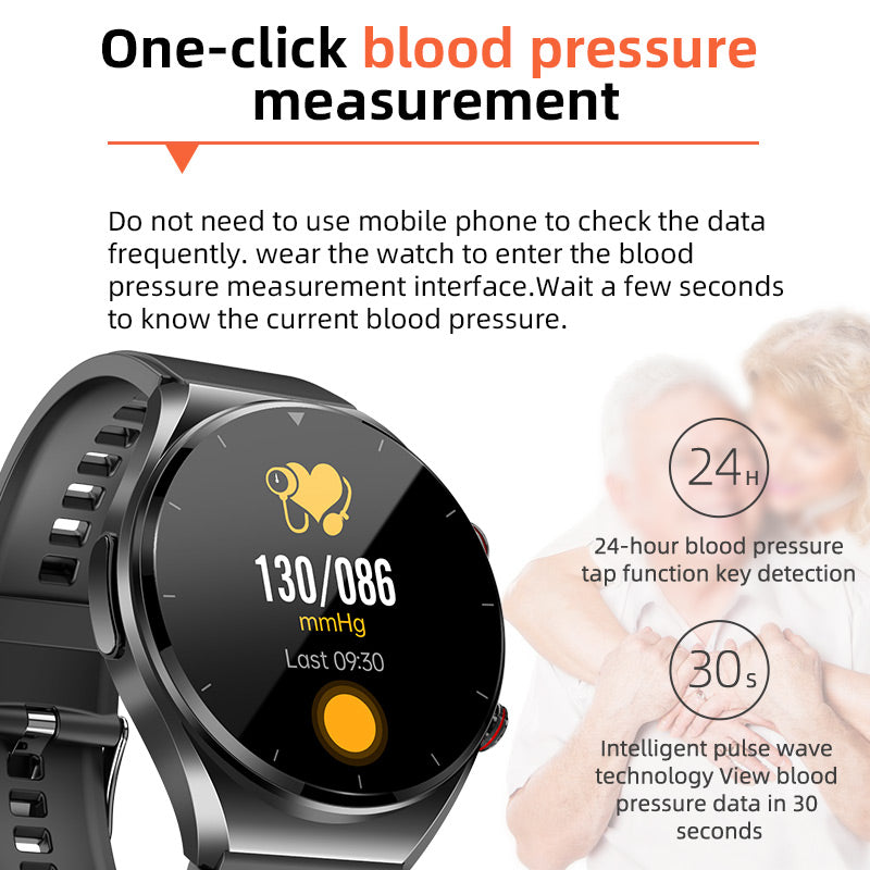 Mesure de la glycémie en un clic|Glycémie Pression artérielle ECG|ECG HRV Surveillance de la fréquence cardiaque Montre Connectée Santé
