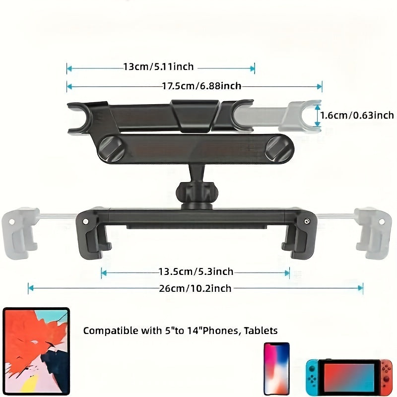 Support de Tablette Réglable pour Appuie-tête de Voiture - Compatible avec des Appareils de 5 à 14 Pouces, Support de Tablette Sûr et Polyvalent pour les Voyages