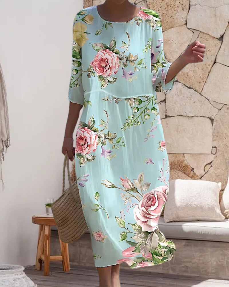 Miranda - Robe Fleurie Élégante, Qui Cache le Ventre