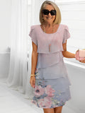 Fella | Robe tunique à volants florale avec dégradé de couleurs doux