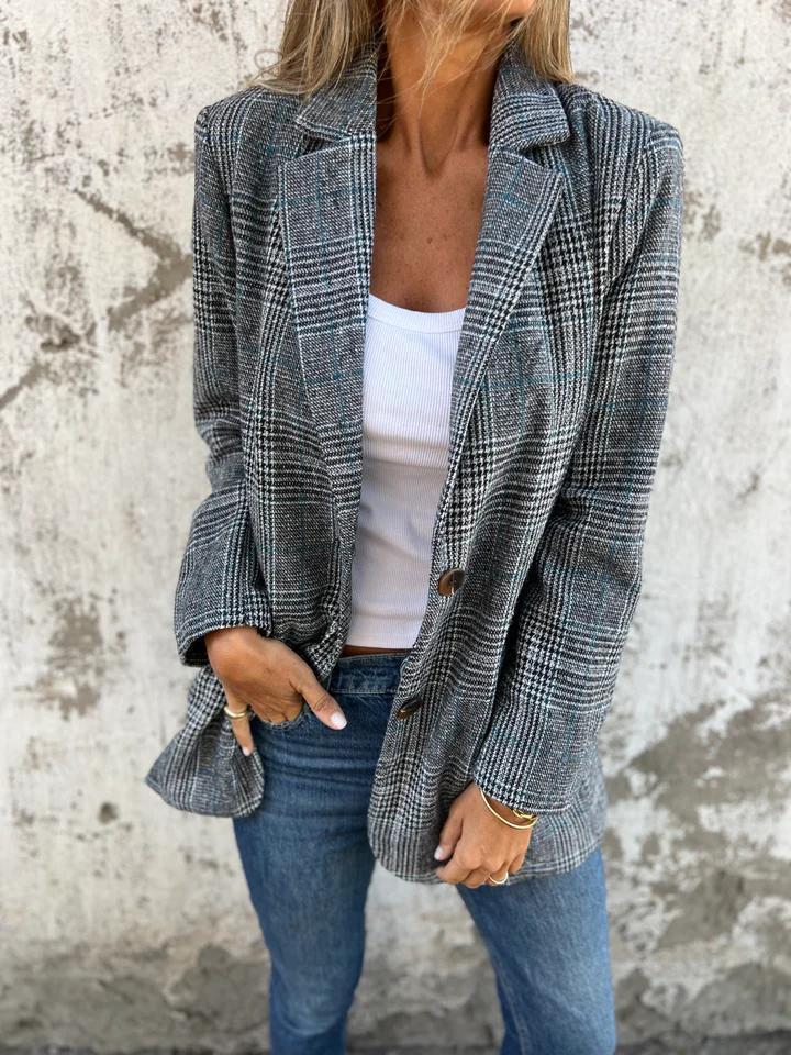 Rheina | Blazer à carreaux décontracté avec revers