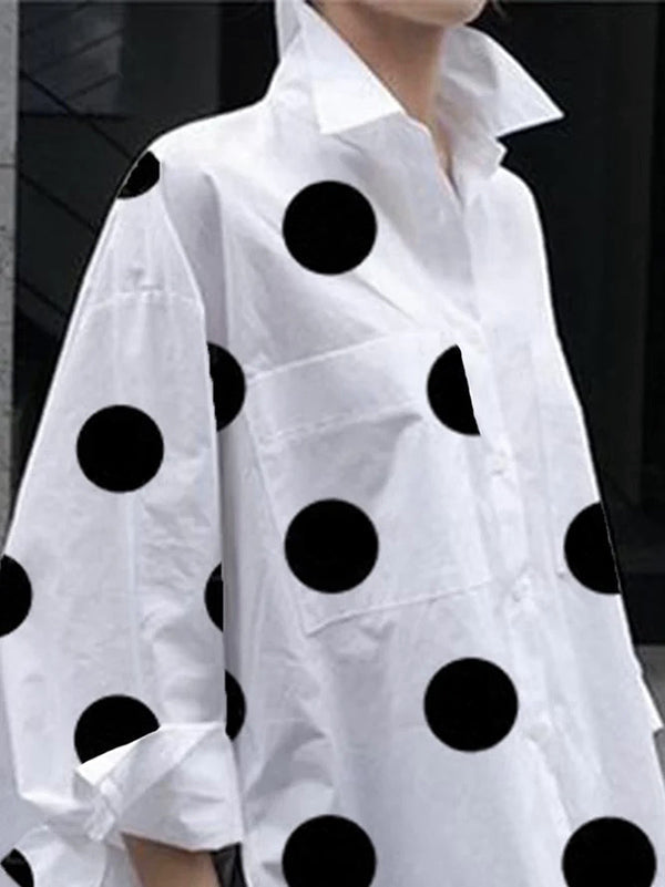 Joline | Blouse à pois coupe ample avec boutonnière