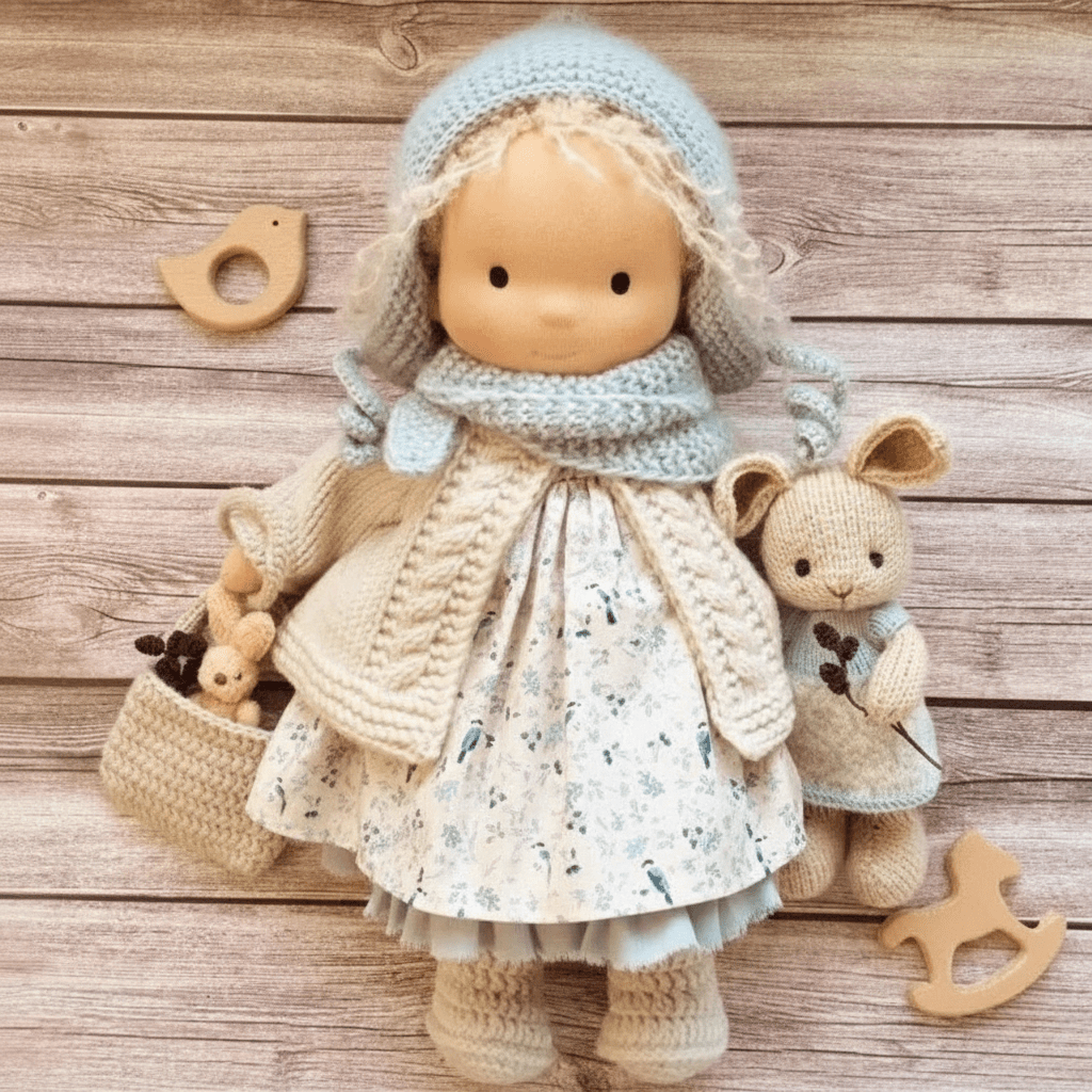 Selina – Poupée Waldorf en coton fait main pour jouer de manière créative