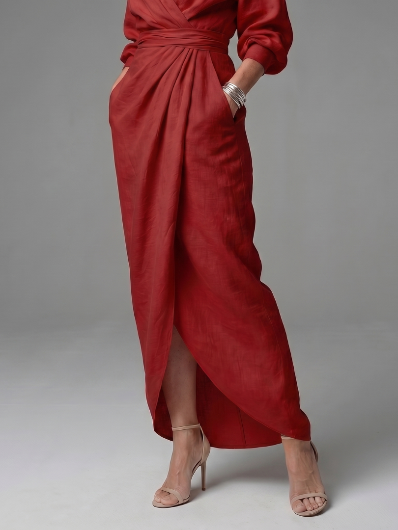 Olympia | Robe Maxi Drapée Diagonale