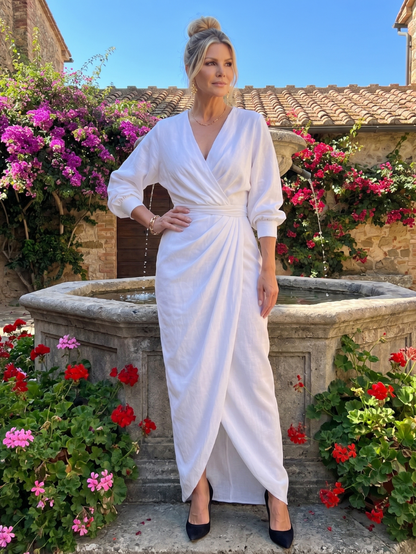 Fable | Robe Midi à Manches Longues avec Enveloppement