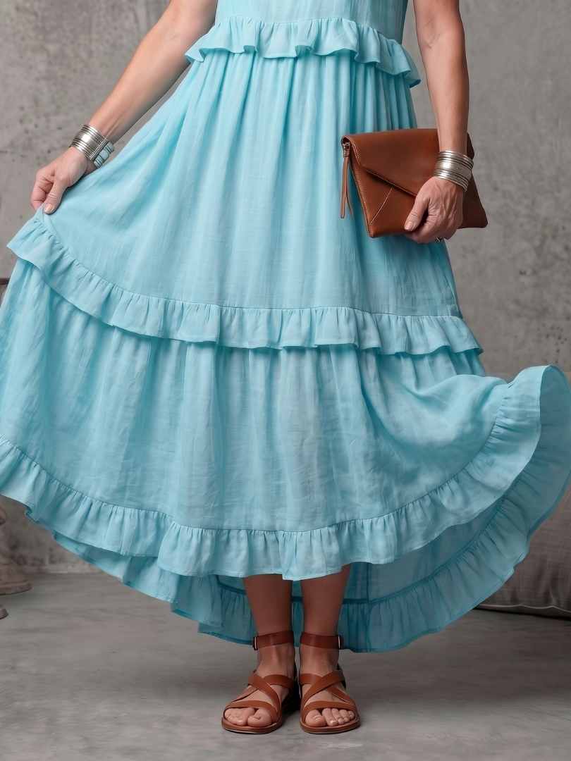 Katia | Robe Maxi à Volants en Cascade