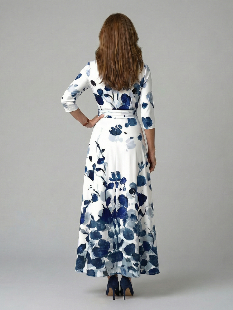 Celine | Robe Midi Croisée à Encolure