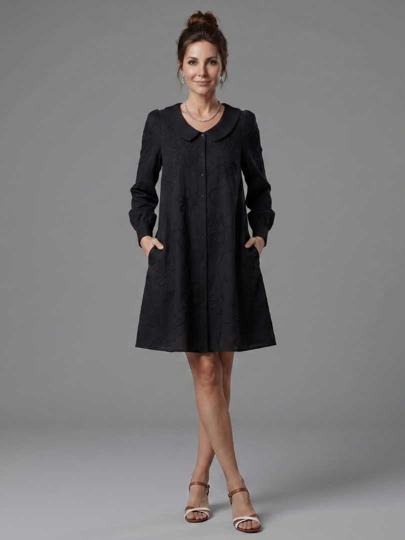 Opale | Robe mi-longue à col boutonné