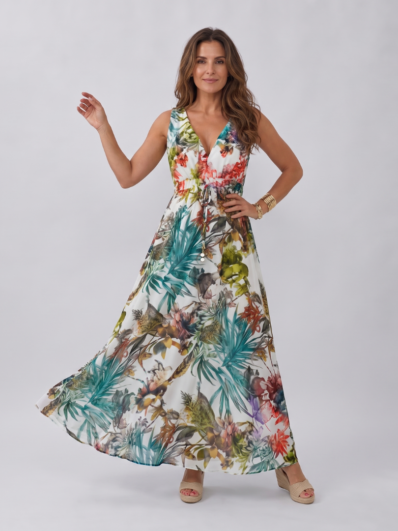 Zake | Robe midi sans manches à taille empire