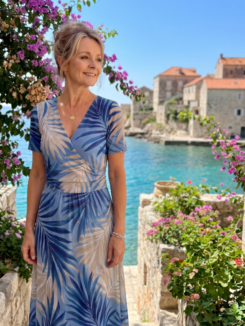 Marion | Robe Midi à Manches Courtes en Imprimé Floral