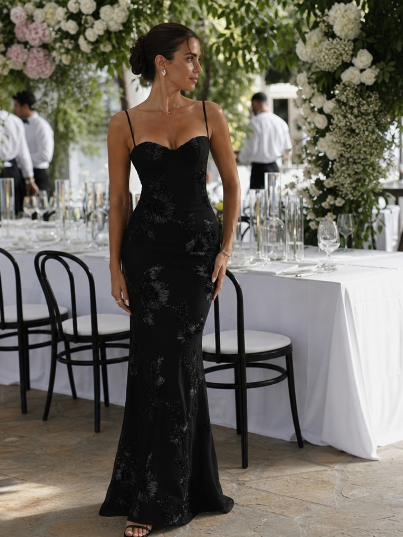 Danica | Robe Maxi à Bretelles Spaghetti avec Corset