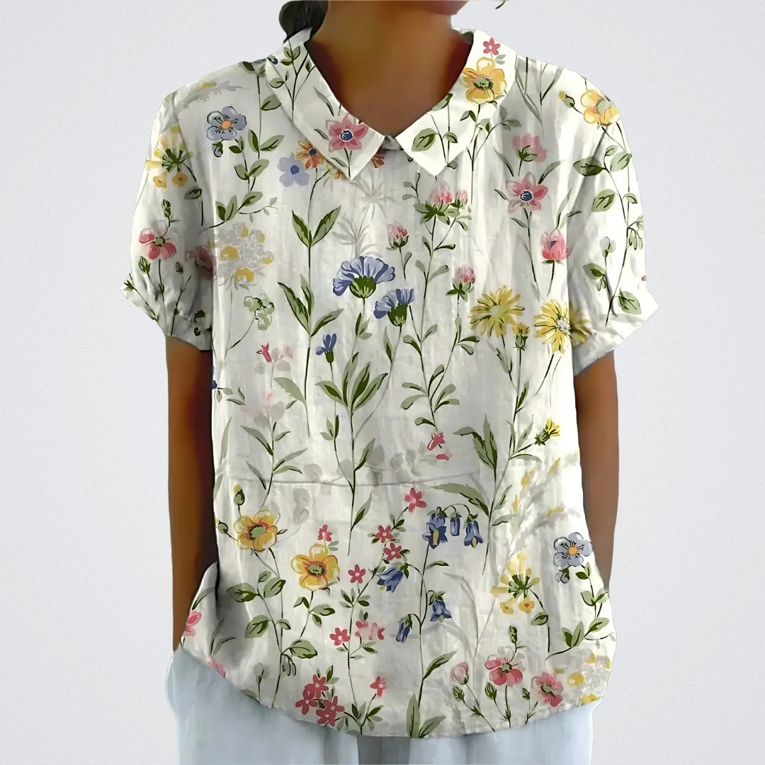 Lina™ - Blouse en lin élégante avec motif floral