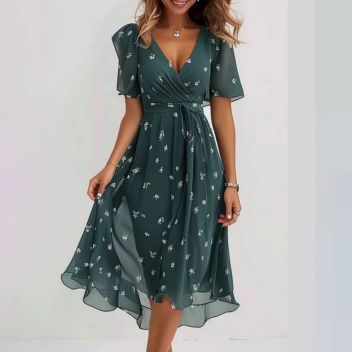 Eleonora - Robe élégante à manches courtes
