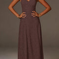Robe Maxi à Pois avec Col Halter et Décolleté en V Profond pour Femme