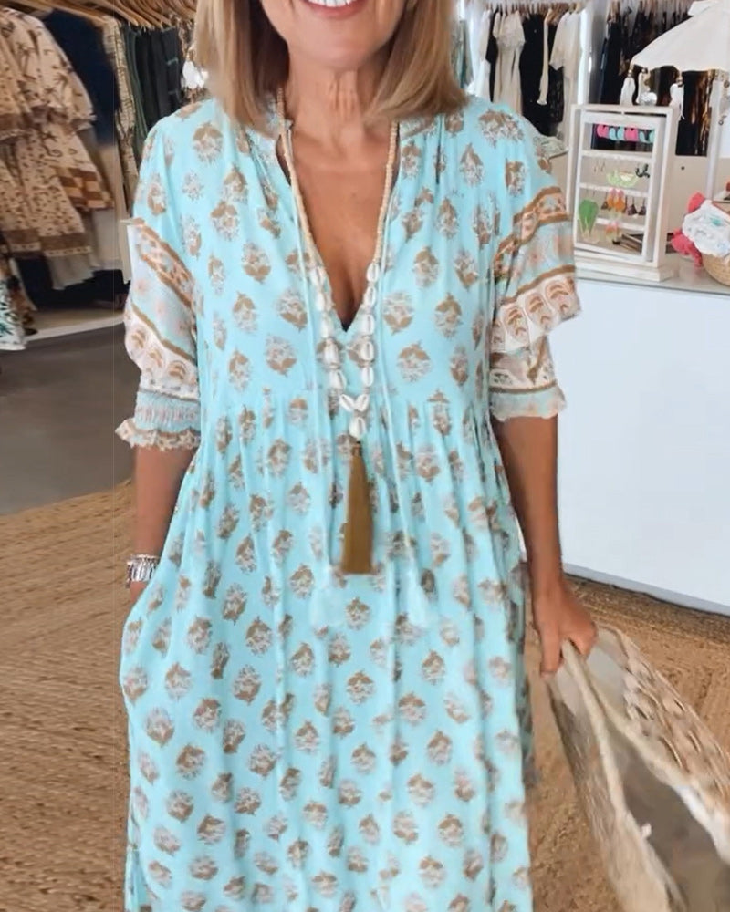 Liana | Robe imprimée avec décolleté en V