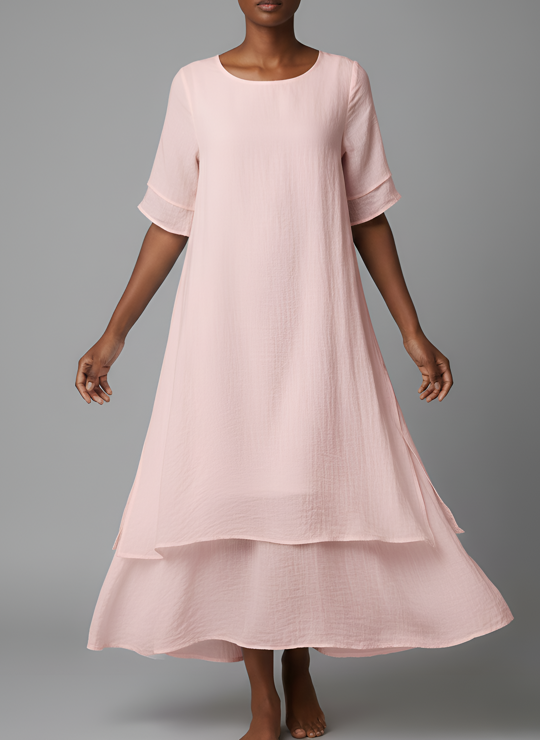 Robe longue pour femme — Mélange de coton avec ourlet irrégulier décontracté