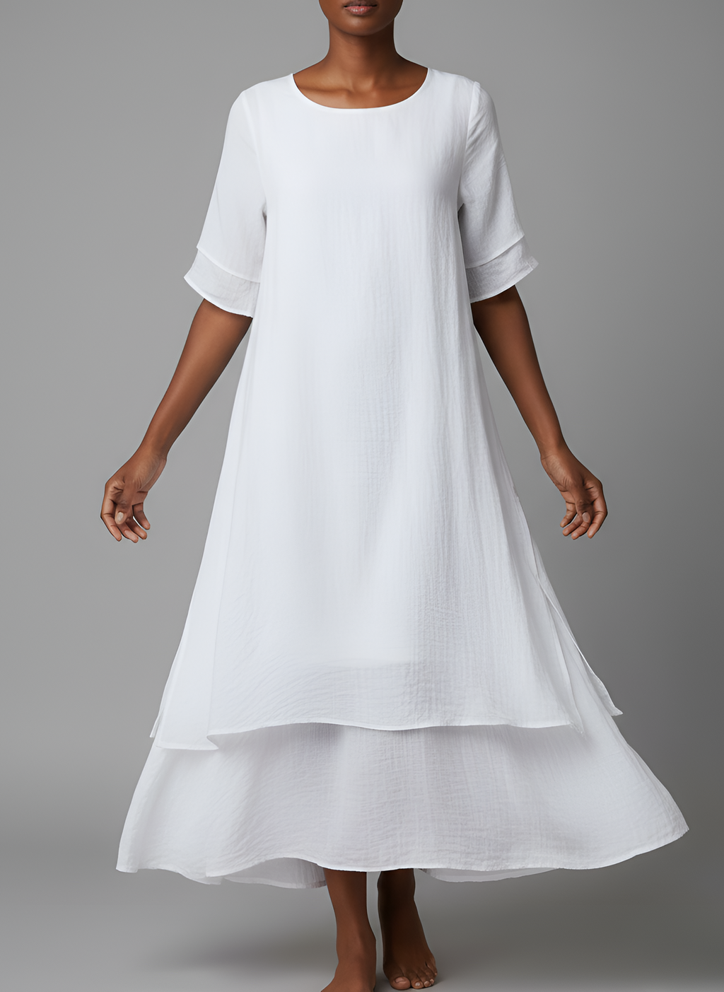 Robe longue pour femme — Mélange de coton avec ourlet irrégulier décontracté