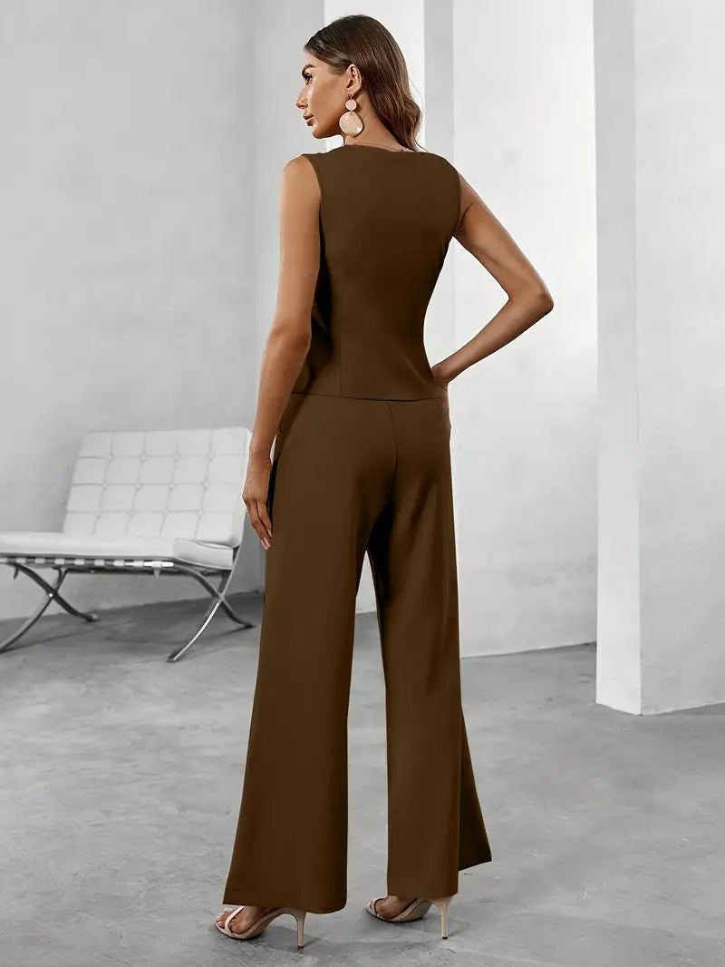 Ensemble de deux pièces pour femme — Gilet en coton et pantalon de bureau