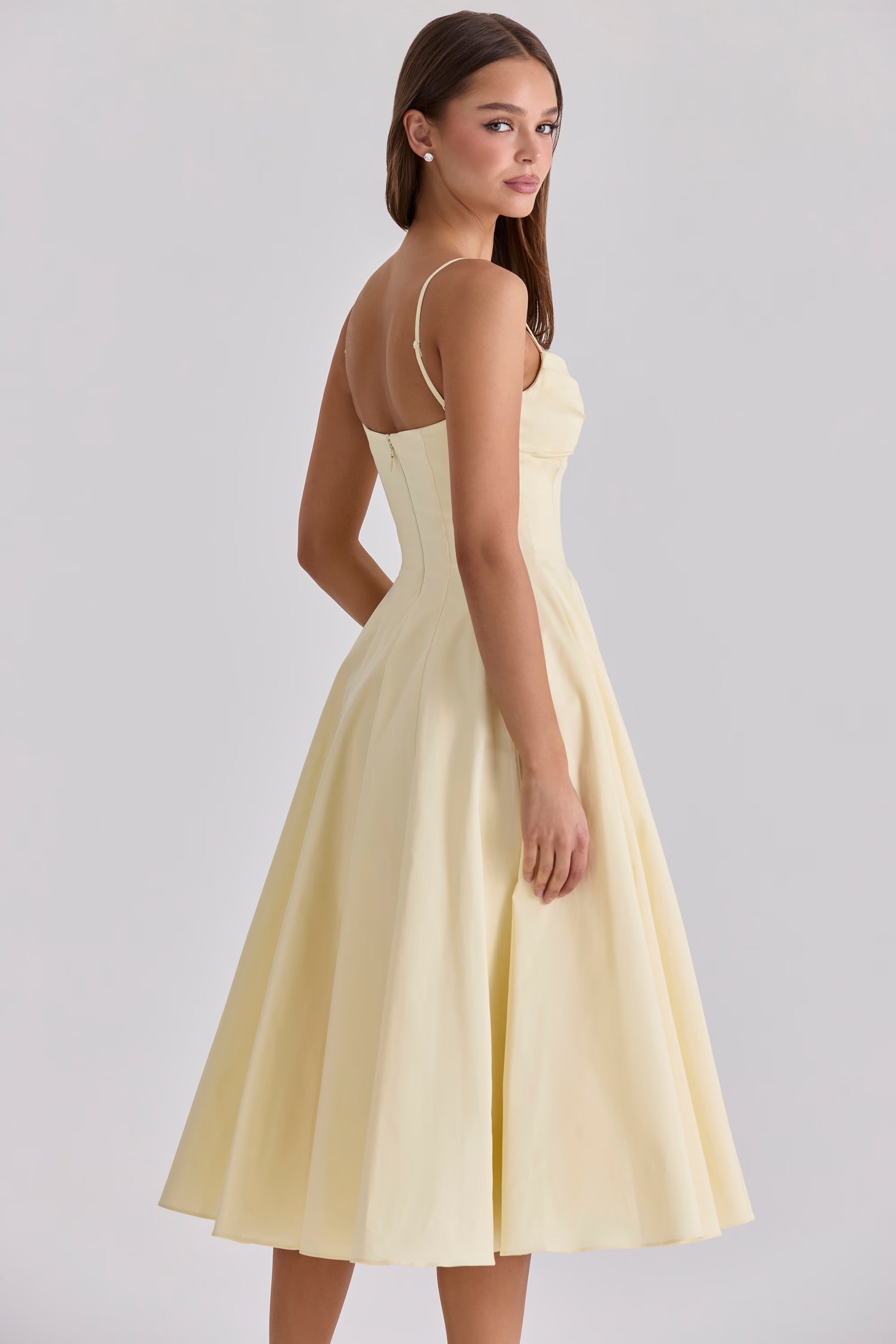 Robe midi en coton — bretelles ajustables et poches latérales