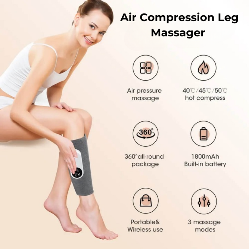 LegRelief Pro | Appareil de Massage des Jambes et Mollets Rechargeable sans Fil avec Compression d'Air