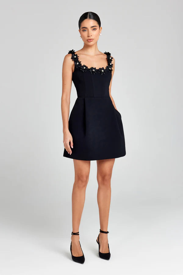 Robe Mini d'Été avec Appliqués Floraux