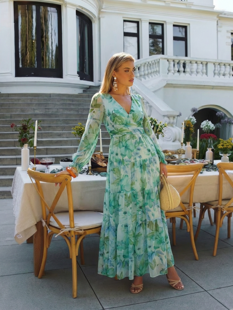 Althea | Robe Maxi Florale à Manches Longues