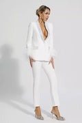 Ensemble blazer avec diamants et accents en plumes