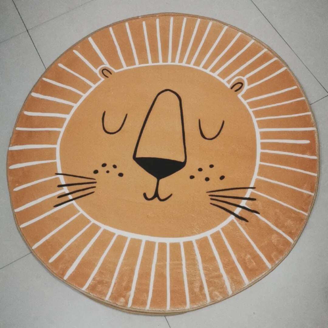 Tapis Rond Lion pour Enfants Tapis en Polyester Doux 80cm 100cm 120cm