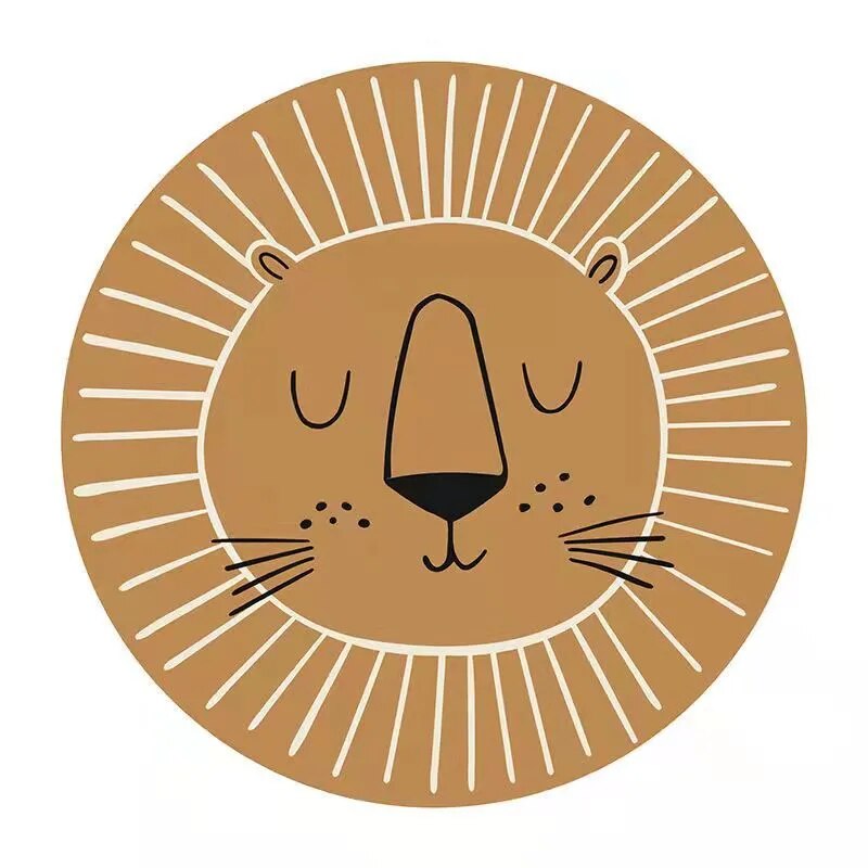 Tapis Rond Lion pour Enfants Tapis en Polyester Doux 80cm 100cm 120cm