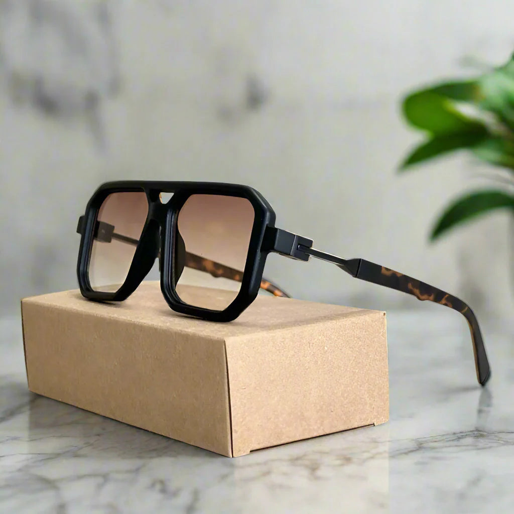 Lunettes de Soleil Carrées Rétro de Luxe avec Protection UV400 pour Homme et Femme