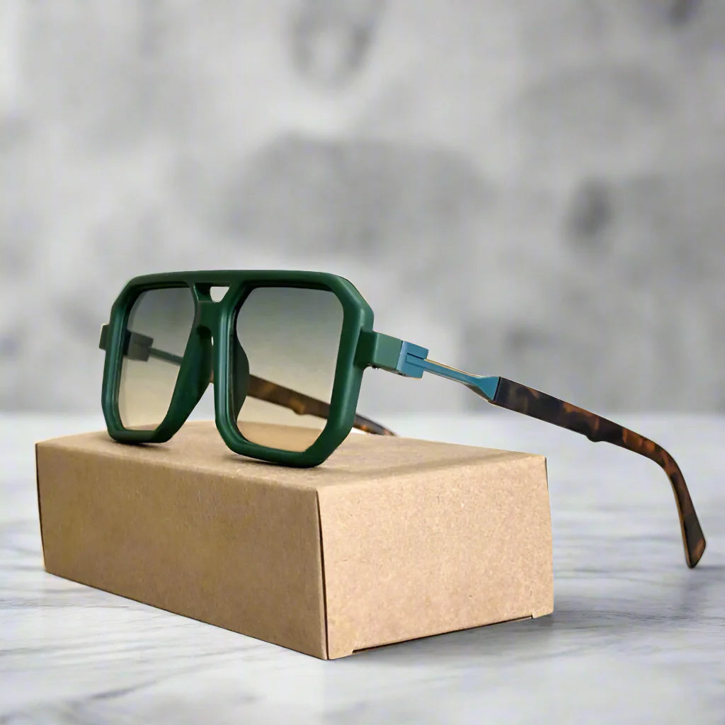 Lunettes de Soleil Carrées Rétro de Luxe avec Protection UV400 pour Homme et Femme