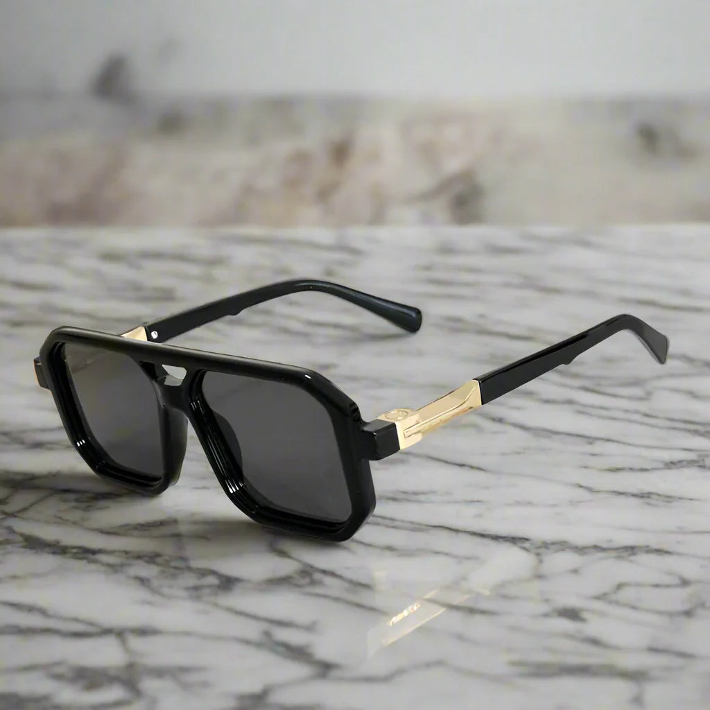 Lunettes de Soleil Carrées Rétro de Luxe avec Protection UV400 pour Homme et Femme