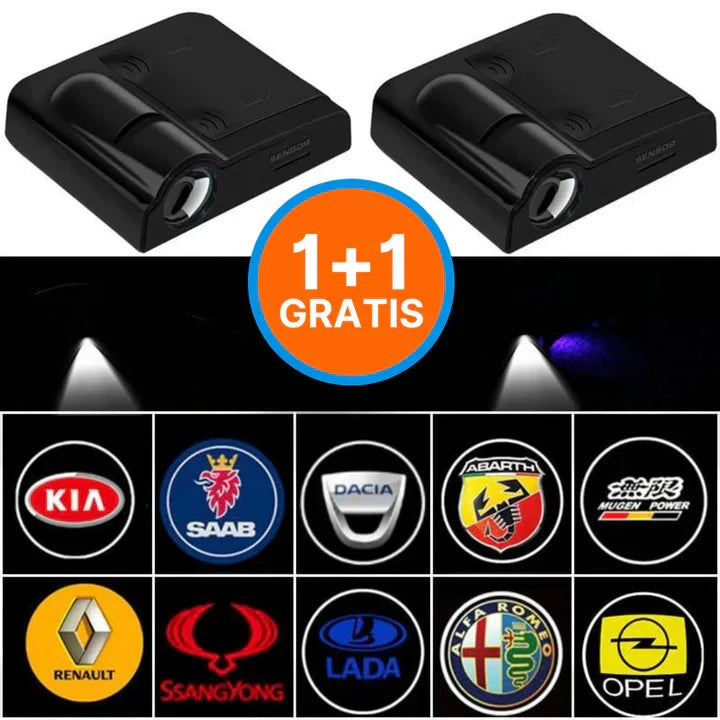 Éclairage de Porte LED Auto Projection Lumière 3D Capteur Magnétique Montage Facile