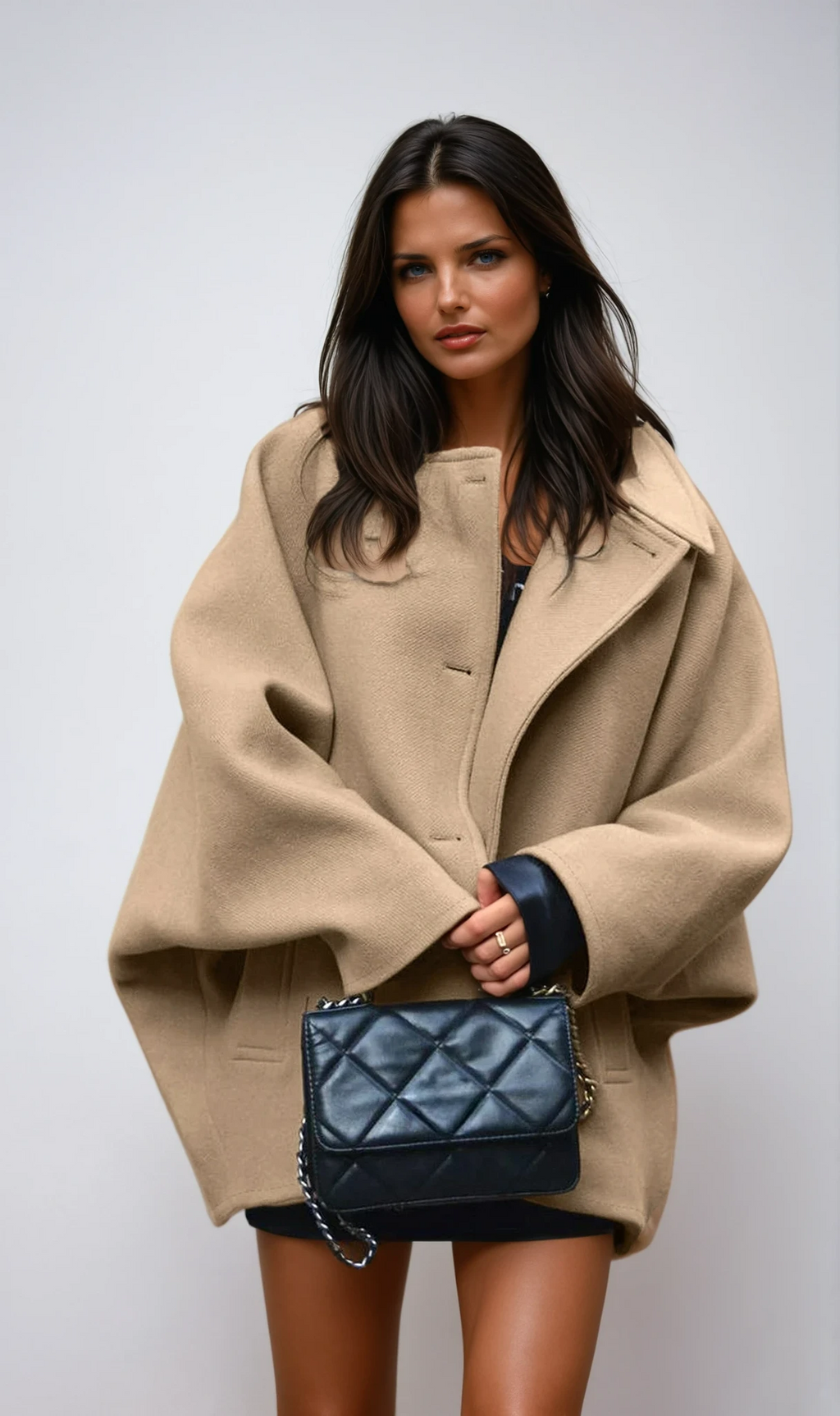 Manteau oversize en mélange de laine avec fermeture à boutons