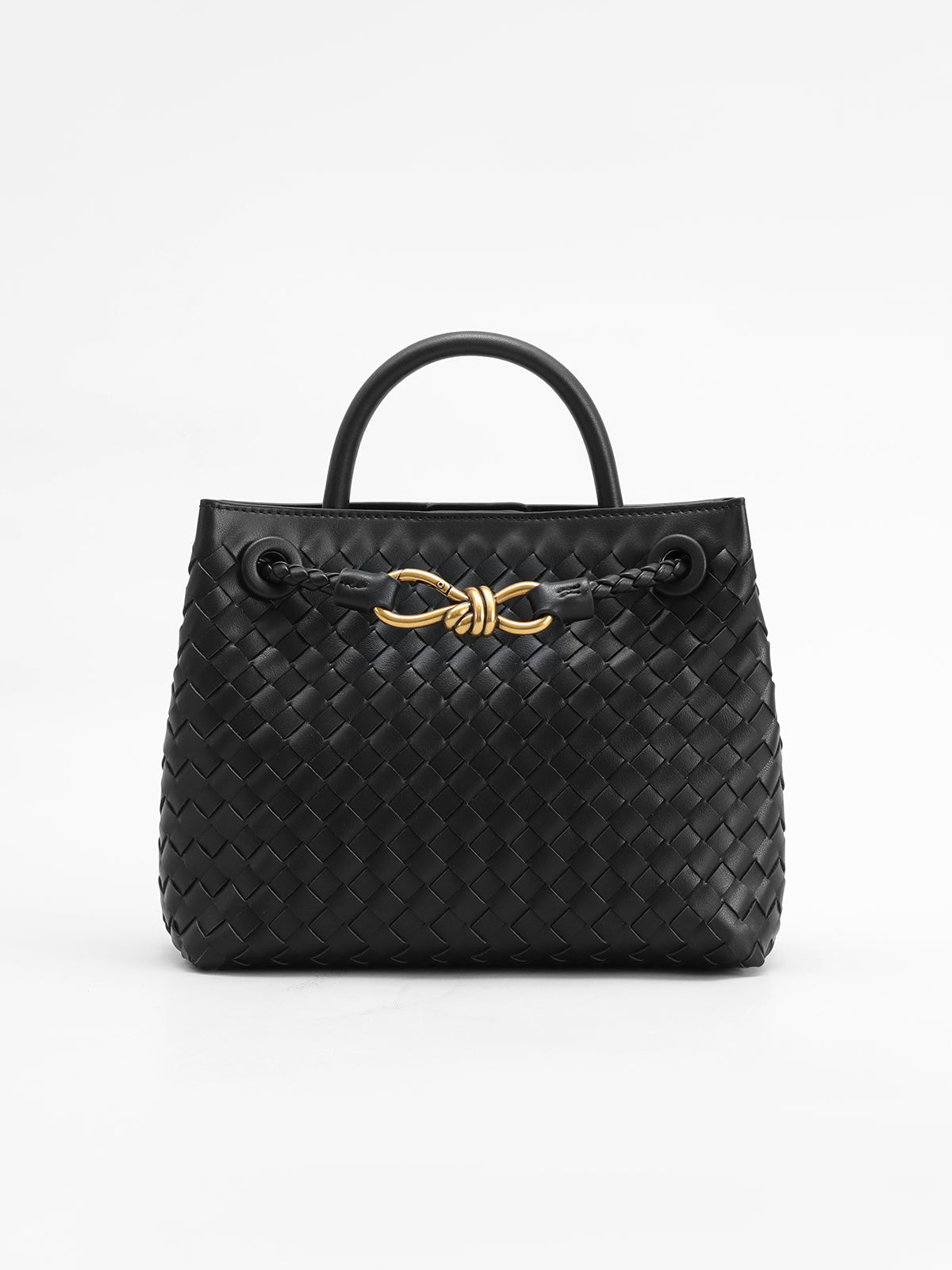 Sac à main pour dames Noir Taille Unique Polyuréthane avec Détail Métallique Torsadé