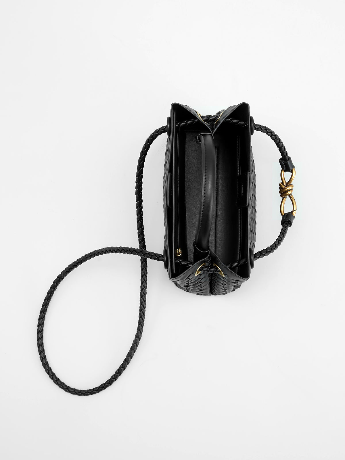 Sac à main pour dames Noir Taille Unique Polyuréthane avec Détail Métallique Torsadé