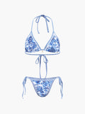 Bikini Deux Pièces pour Femme avec Col Halter et Rembourrage Amovible avec Imprimé