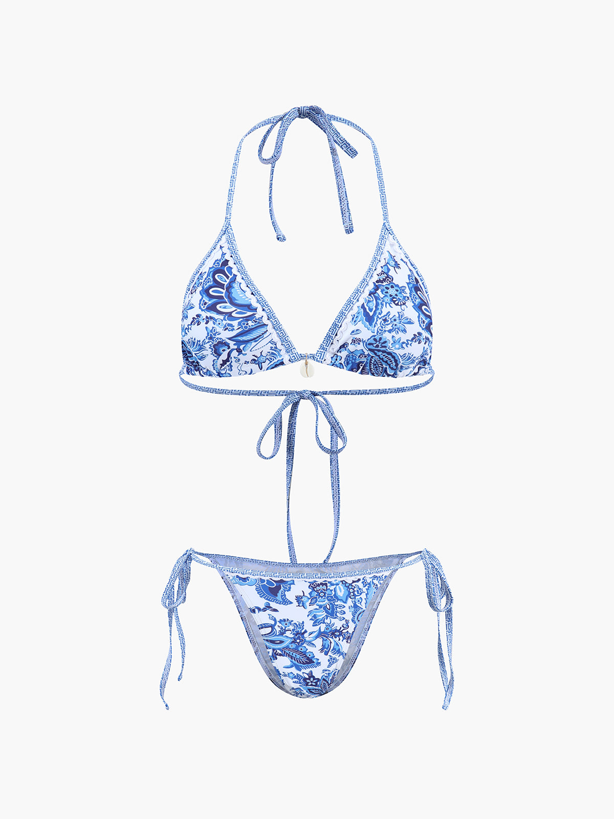 Bikini Deux Pièces pour Femme avec Col Halter et Rembourrage Amovible avec Imprimé