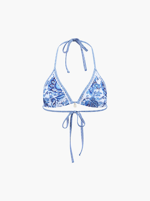 Bikini Deux Pièces pour Femme avec Col Halter et Rembourrage Amovible avec Imprimé